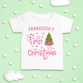 Mina första julklappar och julgran Rosa T Shirt