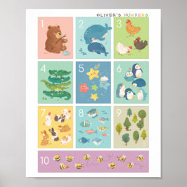 Mina första räkningsnummer 123 djur Poster
