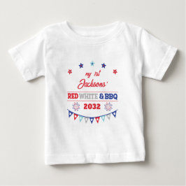 Mina första röda vita och BBQ 4th July-fyrverkerie T Shirt