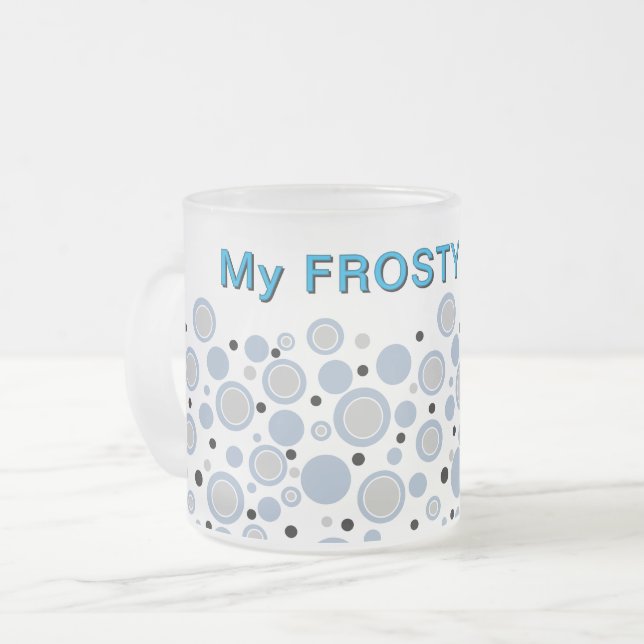 Mina Frosty Drink Slate Blue Geometric Circles Frostad Glasmugg (Framsida vänster)