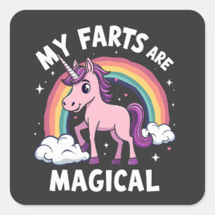 Mina gårdar är magisk och fin Unicorn Rainbow Fyrkantigt Klistermärke