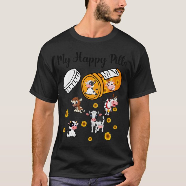 Mina Glada Piller Söt Ko Djur Kvigor T Shirt (Framsida)
