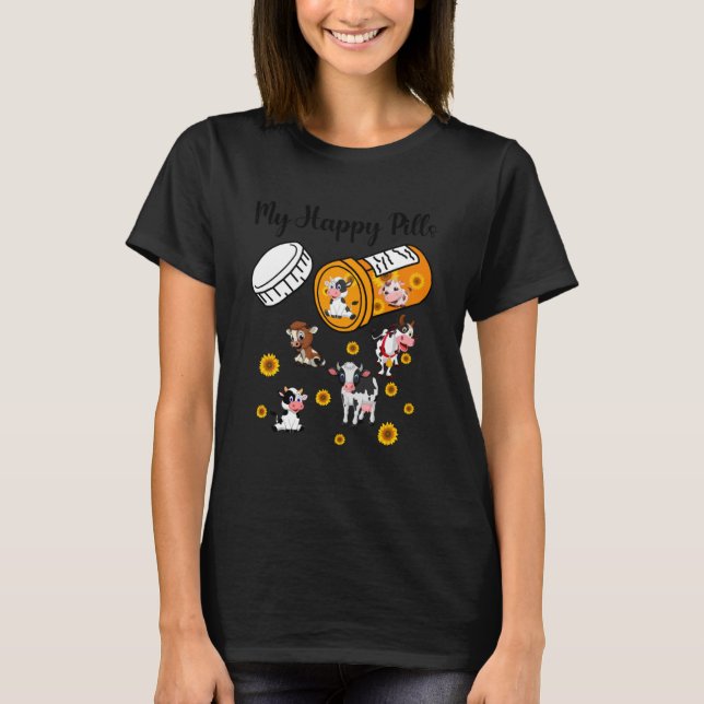 Mina glada piller söta kor djur kvigor t shirt (Framsida)