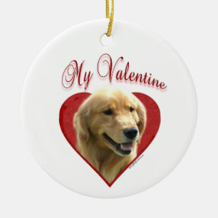 Mina Golden Retriever Valentine Julgransprydnad Keramik