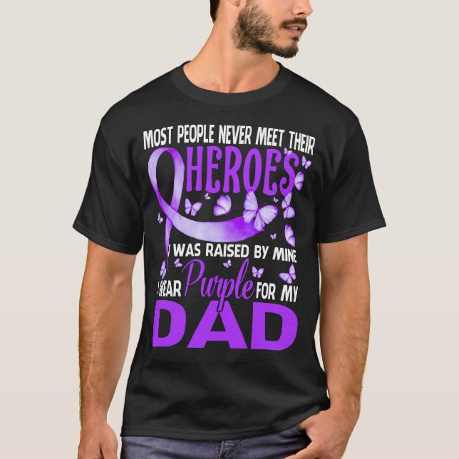Mina heroes I Bära Lila för min PAPPA-bukkanal T Shirt (Framsida)