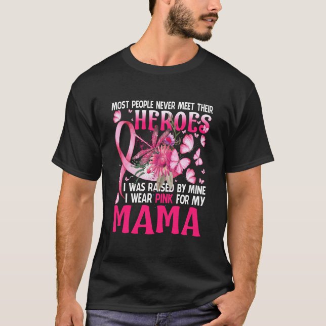 Mina heroes jag Bära Rosa för min Mamma Dragonfly  T Shirt (Framsida)