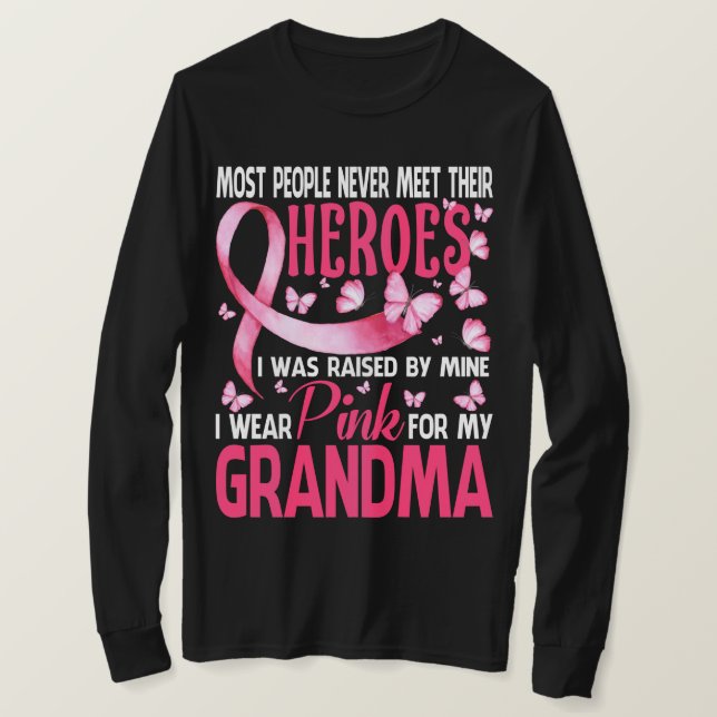 Mina heroes jag Bära Rosa för min mormor bröstcanc T Shirt (Design framsida)
