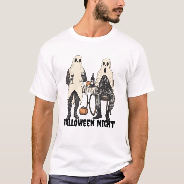 Mina herrar Ghost Vin Night T Shirt (Framsida)