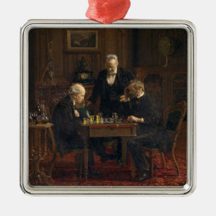 Mina herrar som spelar ett schackspel (Thomas Eaki Julgransprydnad Metall