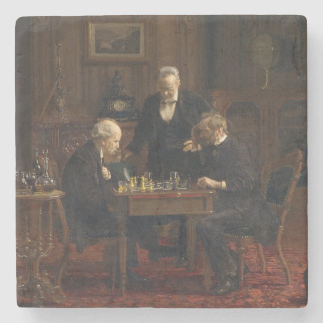 Mina herrar som spelar ett schackspel (Thomas Eaki Stenunderlägg (Framsidan)