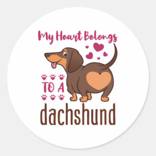Mina hjärtan-Tillhör till en Dachshund Runt Klistermärke