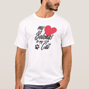 Mina hjärtan Tillhör till min katt Valentine  T-Sh T Shirt