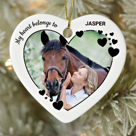 Mina Hjärtar Tillhör till Personlig Pet Horse Phot Julgransprydnad Keramik