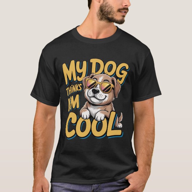Mina Hund tror att jag är Coola - Tecknaden Golden T Shirt (Framsida)