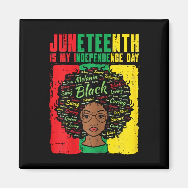 Mina Independence day Afro Woman Women Girls Kids Magnet (Framsidan)