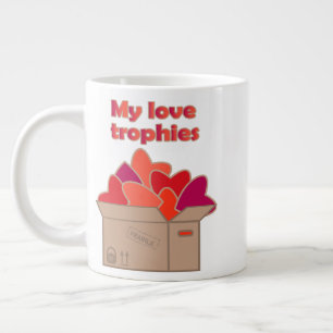 Mina kärlek-troféer i lådan fullt av Valentineser Jumbo Mugg