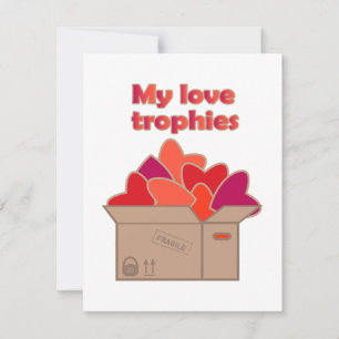 Mina kärlek-troféer i lådan fullt av Valentineser Kort