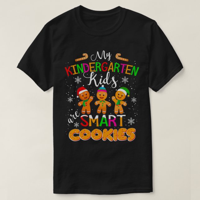 Mina Kindergarten-barn är smarta kakor jul t T Shirt (Design framsida)