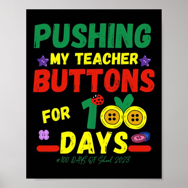 Mina lärarknappar 100 dagar Roligt School 2023 Poster (Framsidan)
