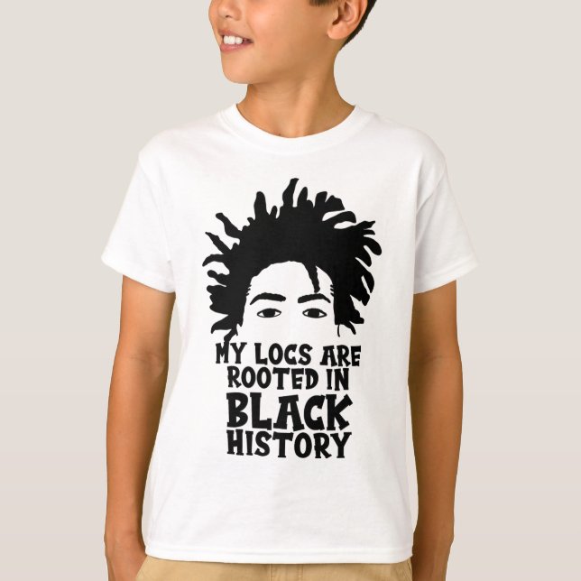 Mina Locs Rotade Svart Historia (månad) Dreadlocks T Shirt (Framsida)