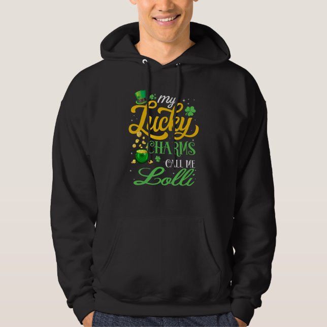Mina Lucky Charms kallar mig Lolli Lycklig St Patr Hoodie (Framsida)