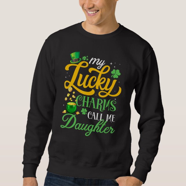 Mina Lucky Charms kallar mig Lycklig St Patricks Lång Ärmad Tröja (Framsida)