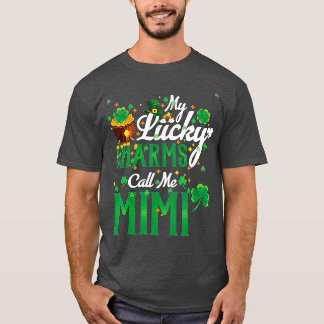 Mina Lucky Charms kallar mig Mimi St patricks day T Shirt (Framsida)