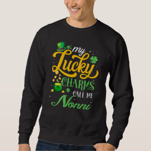 Mina Lucky Charms kallar mig Nonni Lycklig St Patr Lång Ärmad Tröja