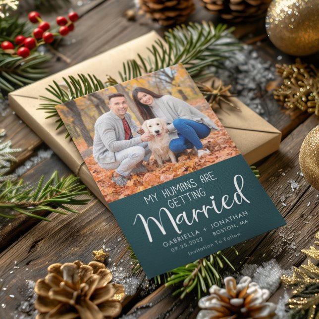 Mina människor Gifta sig Hund Photo Grönt Bröllop Spara Datumet (Skapare uppladdad)