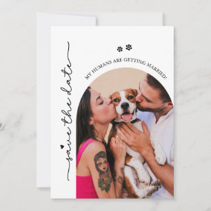Mina människor gifter sig hundfoto bröllop spara datumet