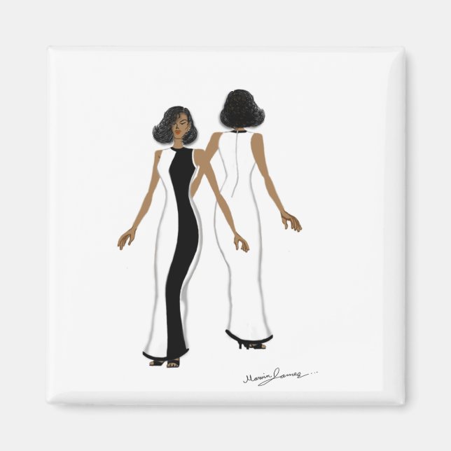 Mina Mode Art - Kvadratisk magnet (Framsidan)