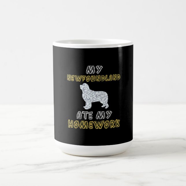 Mina nyfonter har mina läxor | Nyfierad hund Magisk Mugg (Center)