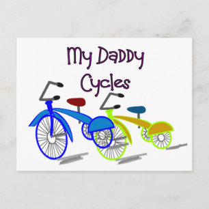 Mina pappa Cycles—Kids Biking T-shirts Vykort