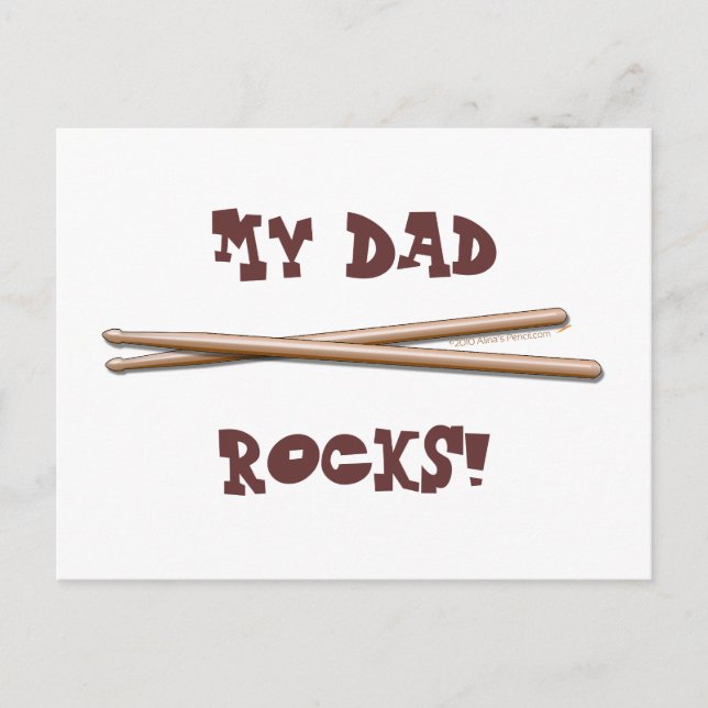 Mina Pappa Sten Drumsticks för Drummer Far Vykort (Framsida)