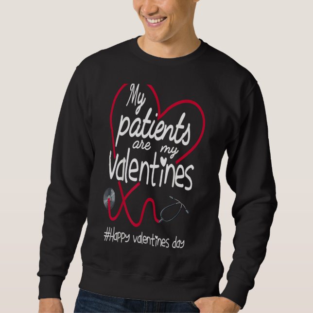 Mina patienter är mina Valentineser Rn Nurse Valen Lång Ärmad Tröja (Framsida)