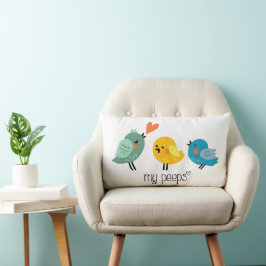 Mina peeps | Cute Bird Pillow | Hand plockade Lumbarkudde