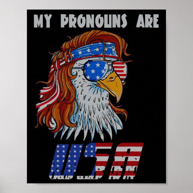 Mina pronomen är Usa Flagga George Washington Amer Poster (Framsidan)