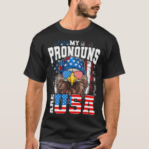 Mina pronomen är USA Patriotisk örn rolig 4:e juli T Shirt