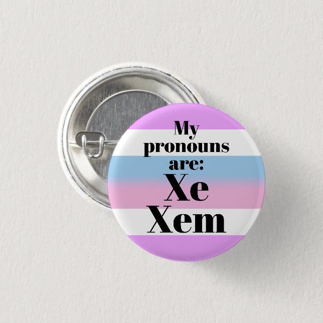 Mina pronomen är: Xe Xem - bigenderflagga Knapp (Framsida & baksida)