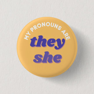 Mina pronouns är de/hon Retro Pronoun Knapp