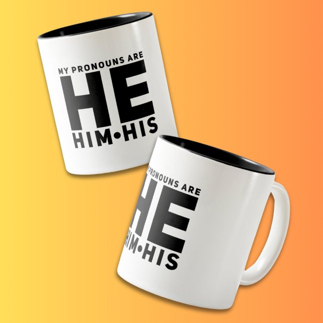 Mina pronouns är HE HIM HIS Två-Tonad Mugg (Skapare uppladdad)