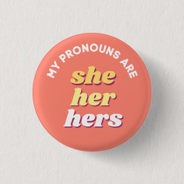 Mina pronouns är hon/hennes Retro Pronoun Knapp (Framsida)
