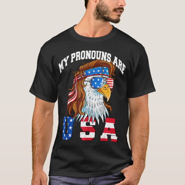 Mina pronouns är USA Eagle American Funny 4:e T Shirt (Framsida)