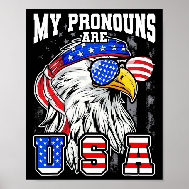 Mina pronouns är USA Eagle American Funny 4th of J Poster (Framsidan)