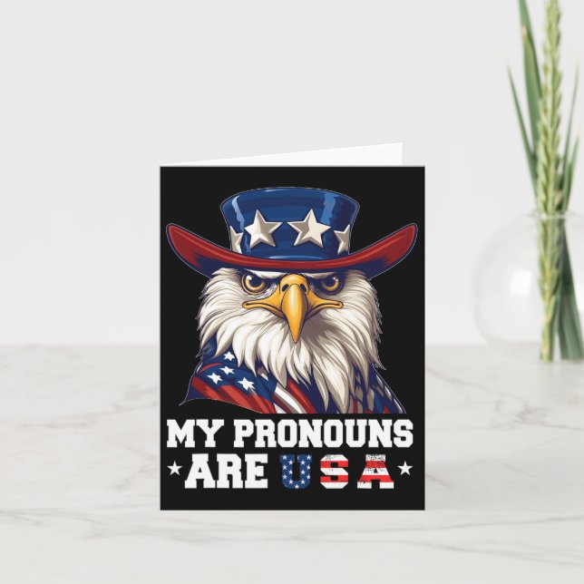 Mina pronouns är USA Funny Eagle 4 juli Amerika Kort (Framsida)