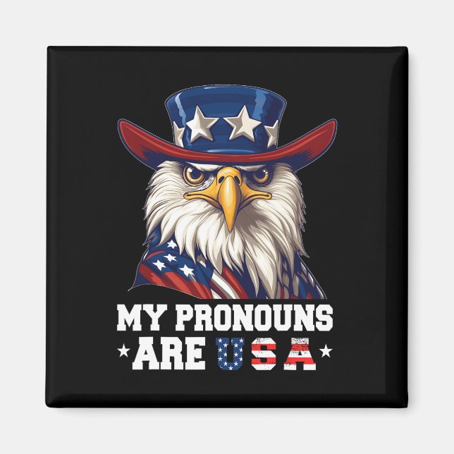 Mina pronouns är USA Funny Eagle 4 juli Amerika Magnet (Framsidan)