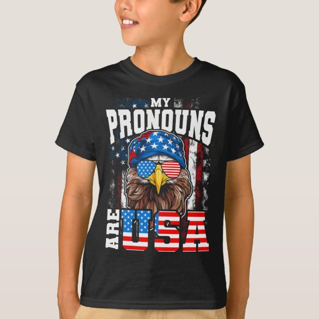 Mina pronouns är USA Patriotic Eagle, 4:e av J T Shirt (Framsida)