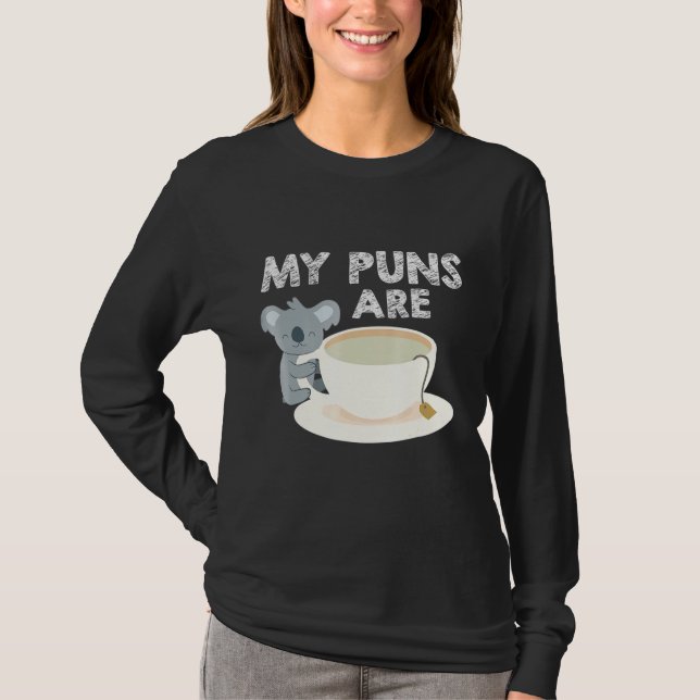 Mina puns är Koala Tea Tea Drinkers Pun Tee (Framsida)