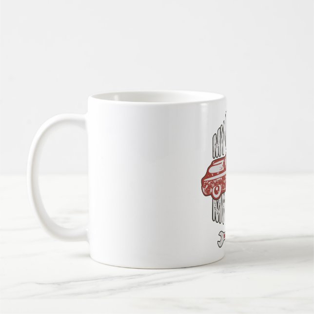 Mina Regler Klassisk Röd Bil Retro Mekniker Kaffemugg (Vänster)