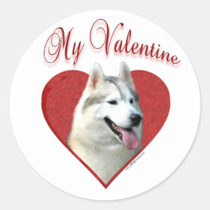 Mina Siberian husky Valentine: Kärlek Huskies Runt Klistermärke